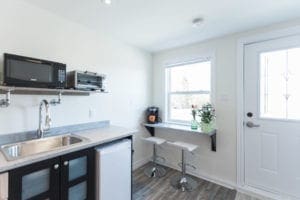 The kitchen area in the Orca Suite