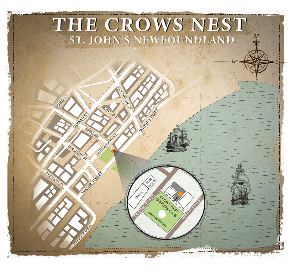 Use the map to find the famed 59 steps to the Crow's Nest, in St. John's Newfoundland 
