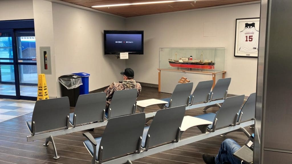 Foot passengers at the Newfoundland Ferry Terminal can relax in the foot passenger lounge before boarding the ferry to Newfoundland