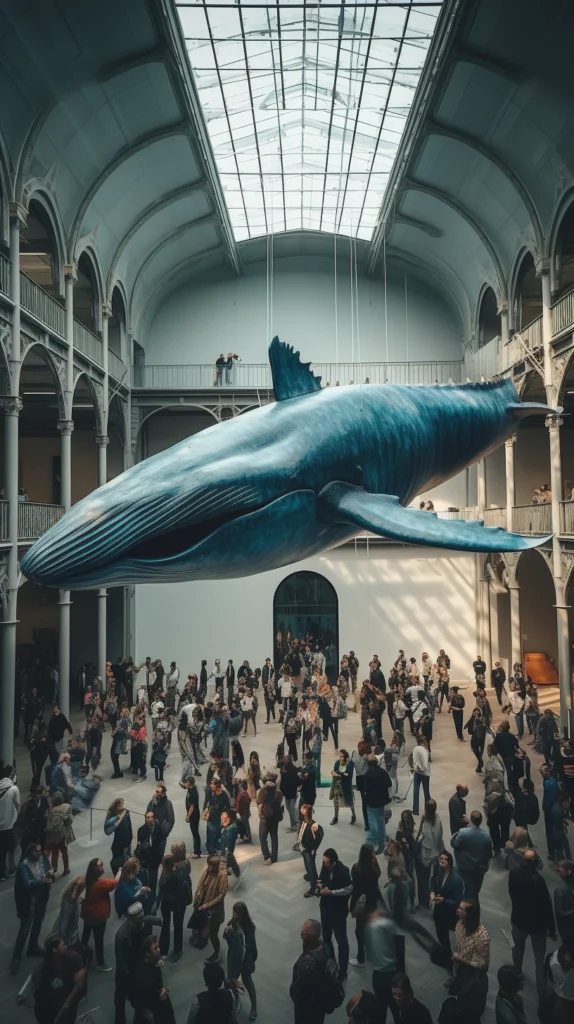 Recreation of a Blue Whale Display in a Marine Museum
